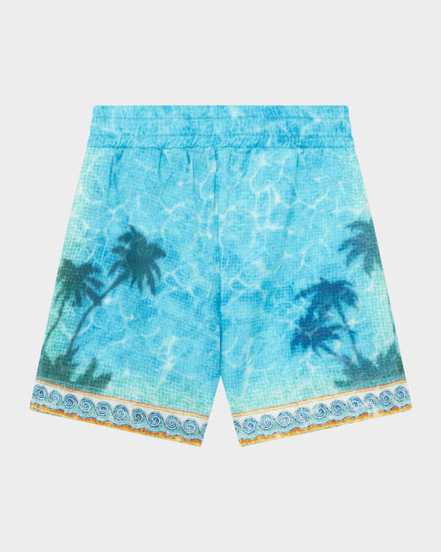 Boy's Pool-Print Beach Club Shorts, Size 3T-14